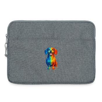 Dackel in bunten Farben - Laptoptasche 15" - Grau meliert - Vorne