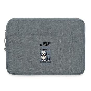 Pêche et Bearded Collie - Sacoche pour ordinateur portable 15 pouces - gris chiné - Devant