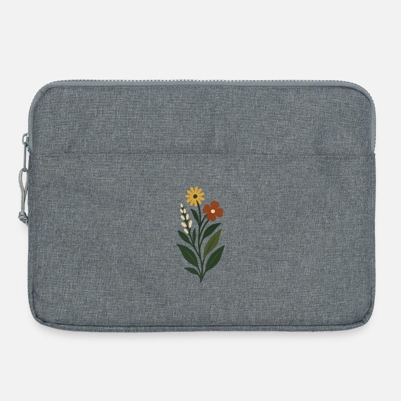 Frühlingsblumen Minimalkunst - Laptoptasche 15" - Grau meliert