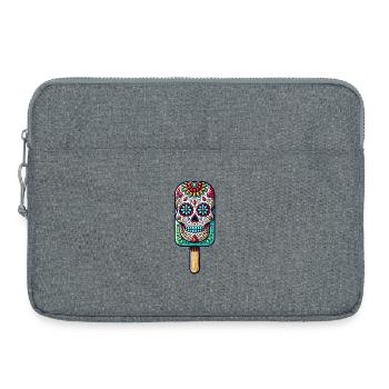 funny skull ice motif - Día de Muertos - Laptop bag 15" - heather grey - Front
