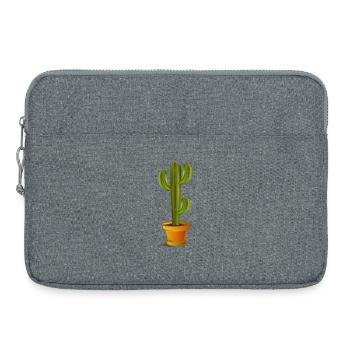 large green cactus in a flowerpot - Laptop bag 15" - heather grey - Front