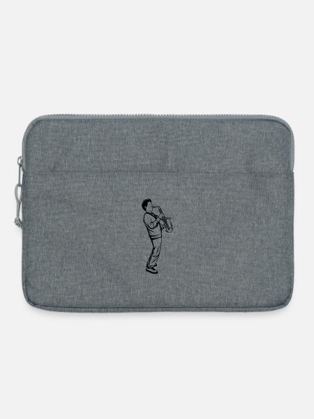 Saxophon Junge - Laptoptasche 15" - Grau meliert