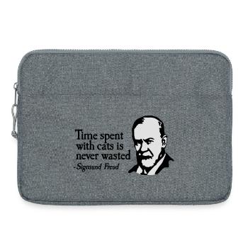 Time spent with cats is never Sigmund Freud - Laptoptasche 15" - Grau meliert - Vorne