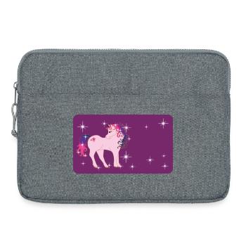 Fantasy Einhorn mit Sternchen - lila  - Laptoptasche 15" - Grau meliert - Vorne