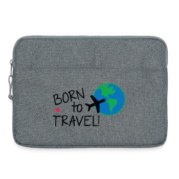 Né pour voyager dans le monde - Sacoche pour ordinateur portable 15 pouces - gris chiné - Devant