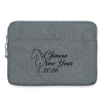 Chinese New Year 2026 – Horse Line Illustration - Laptop bag 15" - heather grey - Front