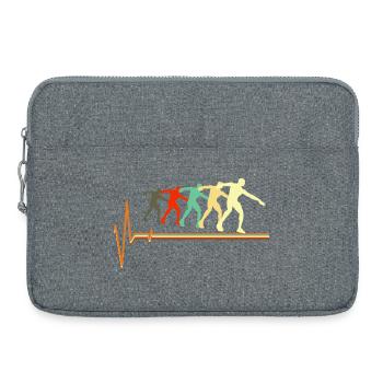 Shot Put Evolution Retro Heartbeat Pulse Art - Laptop bag 15" - heather grey - Front