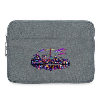 Paris Neon Skyline City France - Sacoche pour ordinateur portable 15 pouces - gris chiné - Devant