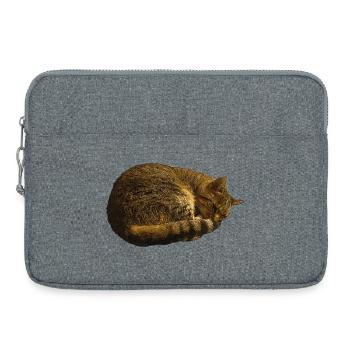 schlafende Katze, tabby motiv, pelzig - Laptoptasche 15" - Grau meliert - Vorne
