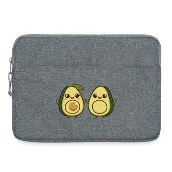 Animiertes niedliches Avocado-Duo - Laptoptasche 15" - Grau meliert - Vorne