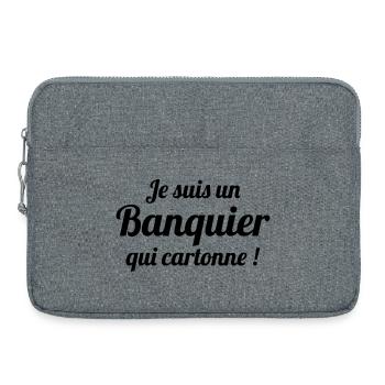 Je suis un banquier qui cartonne - Sacoche pour ordinateur portable 15 pouces - gris chiné - Devant