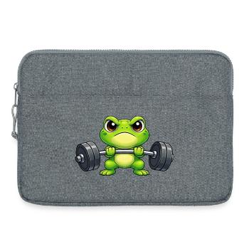 Kraftfrosch beim Heben schwerer Gewichte - Laptoptasche 15" - Grau meliert - Vorne