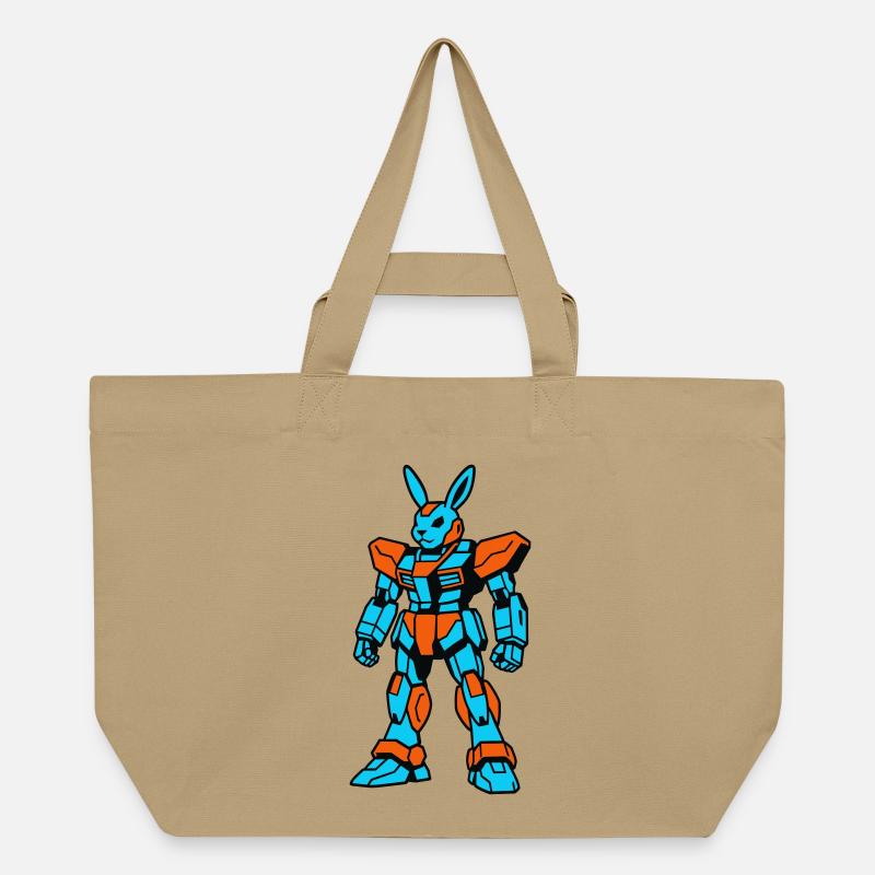 Robo Rabbit bleu orangé - Cabas recyclé Stanley/Stella - caramel 