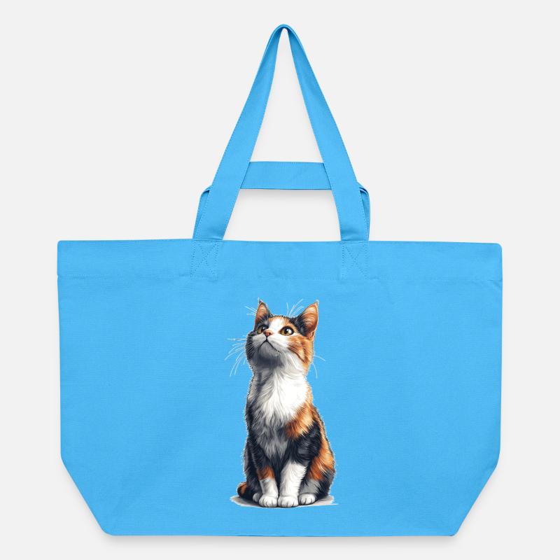 Chat comique assis coloré - Cabas recyclé Stanley/Stella - bleu aqua