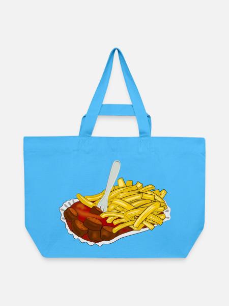 Currywurst mit Pommes - Recycelte Shopping Bag von Stanley/Stella - Aquablau
