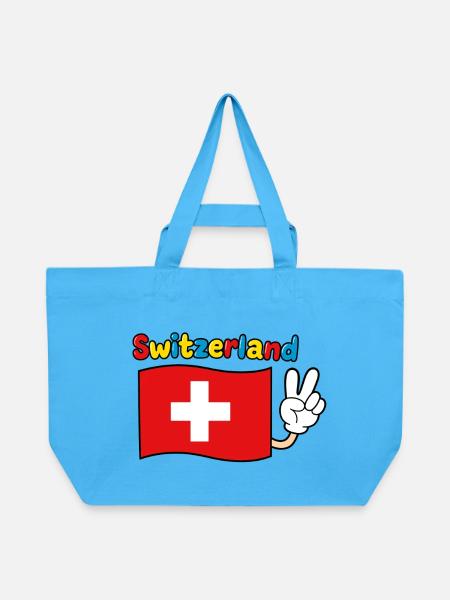 Schweiz Flagge - Recycelte Shopping Bag von Stanley/Stella - Aquablau