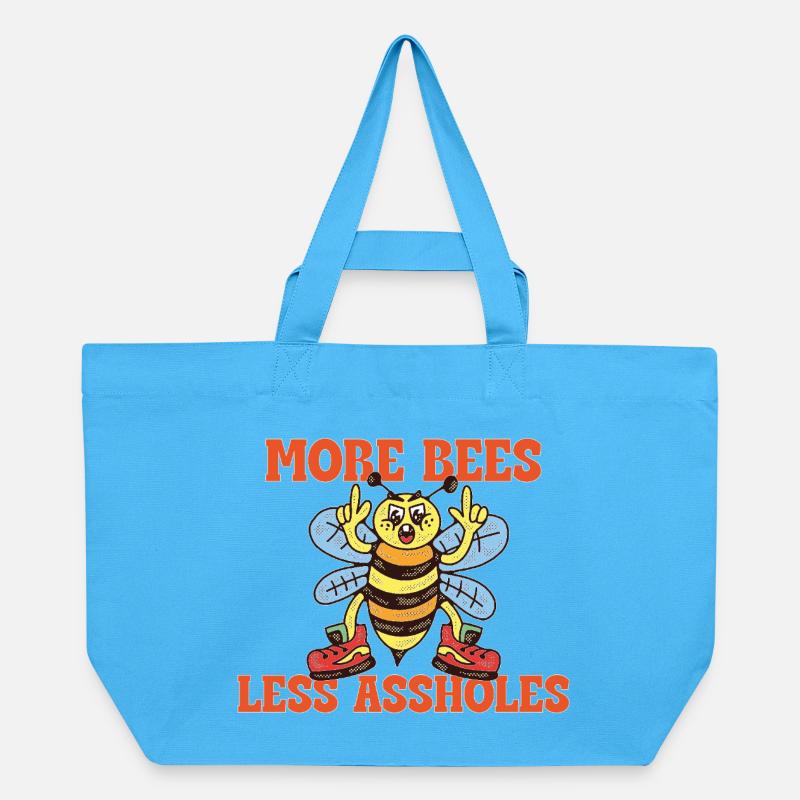 Plus d’abeilles, moins de connards – Slogan rétro des abeilles - Cabas recyclé Stanley/Stella - bleu aqua