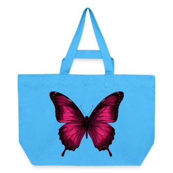Magenta Butterfly on Black - Recycled Shopping Bag Stanley/Stella - aqua blue - Front