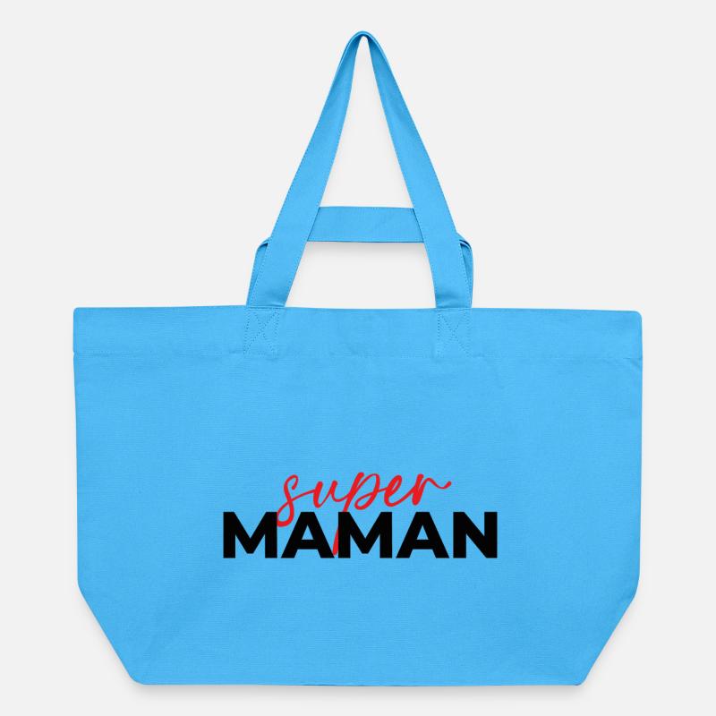 Super Mom Skript Rot auf Schwarz - Recycelte Shopping Bag von Stanley/Stella - Aquablau
