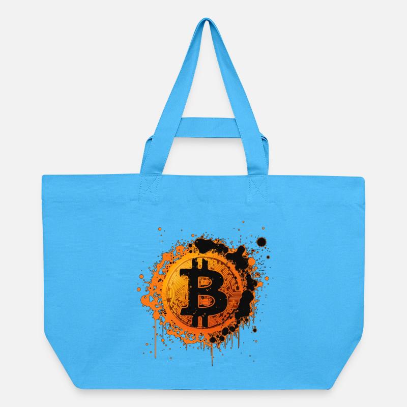 Éclaboussures de Bitcoin Graffiti Orange - Cabas recyclé Stanley/Stella - bleu aqua