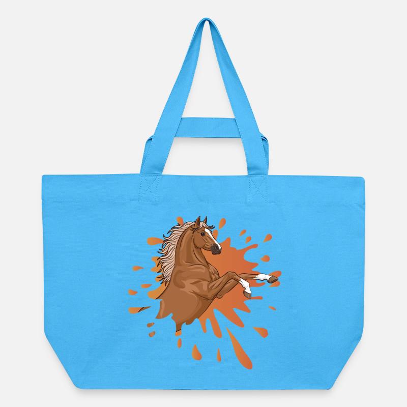 Ein springendes Pferd in einem Tintenklecks - Recycelte Shopping Bag von Stanley/Stella - Aquablau