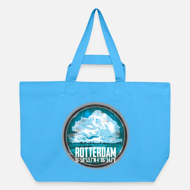 Conception de la ligne d’horizon et des coordonnées de Rotterdam - Cabas recyclé Stanley/Stella - bleu aqua