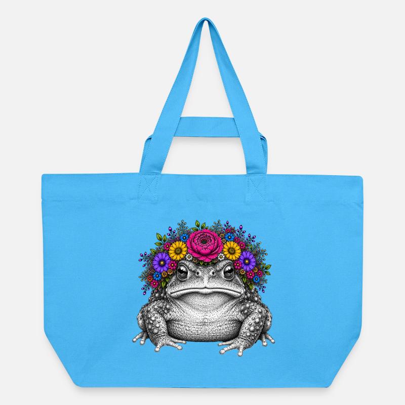 Toad with flower crown - Recycled Shopping Bag Stanley/Stella - aqua blue