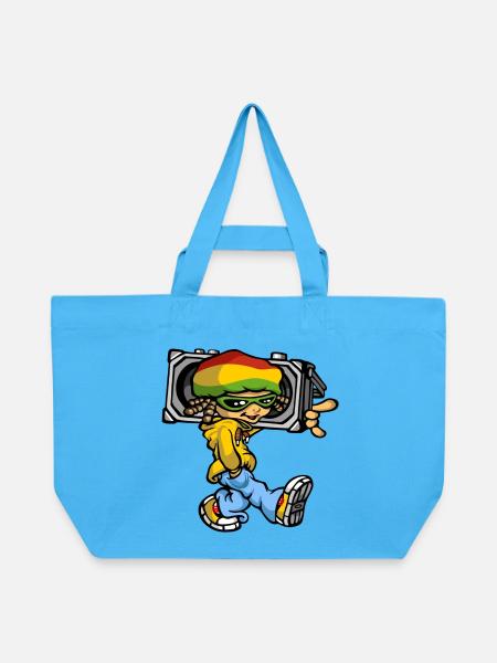 Reggae boy and radio - Recycelte Shopping Bag von Stanley/Stella - Aquablau
