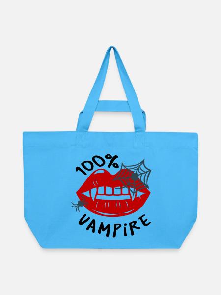 Spinnennetz mit Lippenmotiv - Recycelte Shopping Bag von Stanley/Stella - Aquablau