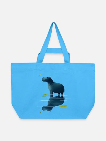 Nilpferd und Libelle - Recycelte Shopping Bag von Stanley/Stella - Aquablau