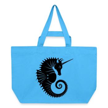 Unicorn Seahorse – Mystical Sea Creature - Recycled Shopping Bag Stanley/Stella - aqua blue - Front