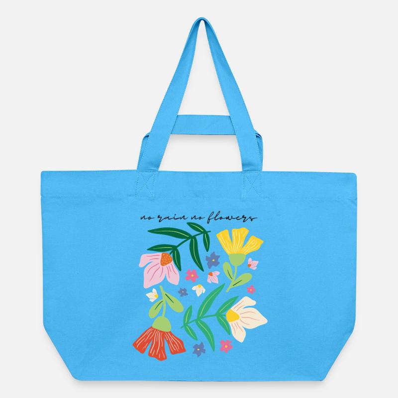 Pas de pluie pas de fleurs Motif 🌼✨ floral - Cabas recyclé Stanley/Stella - bleu aqua