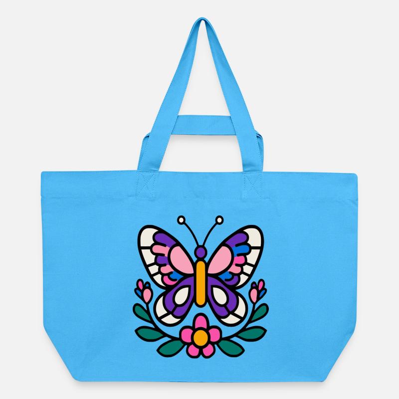 Papillon avec des fleurs - Cabas recyclé Stanley/Stella - bleu aqua