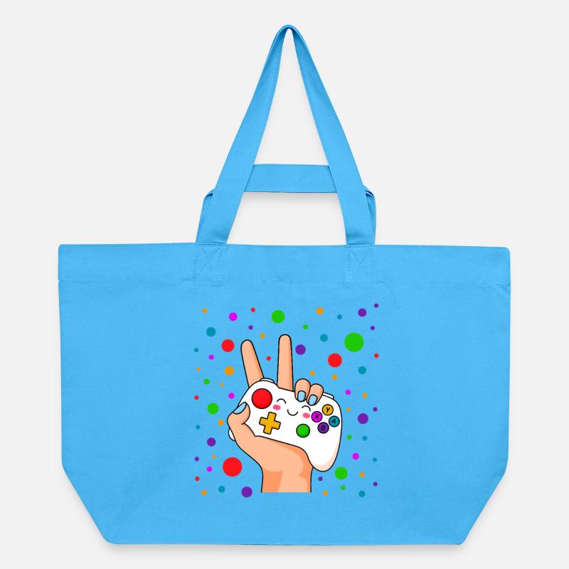 Peace-Zeichen-Controller Pop - Recycelte Shopping Bag von Stanley/Stella - Aquablau