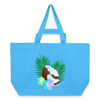 Hibiscus des tropiques de l’île Coconut - Cabas recyclé Stanley/Stella - bleu aqua - Devant