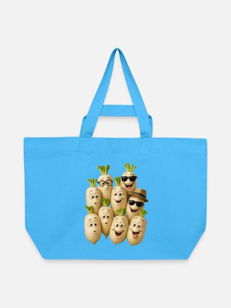 Fröhliche Rettich-Charaktere - Recycelte Shopping Bag von Stanley/Stella - Aquablau