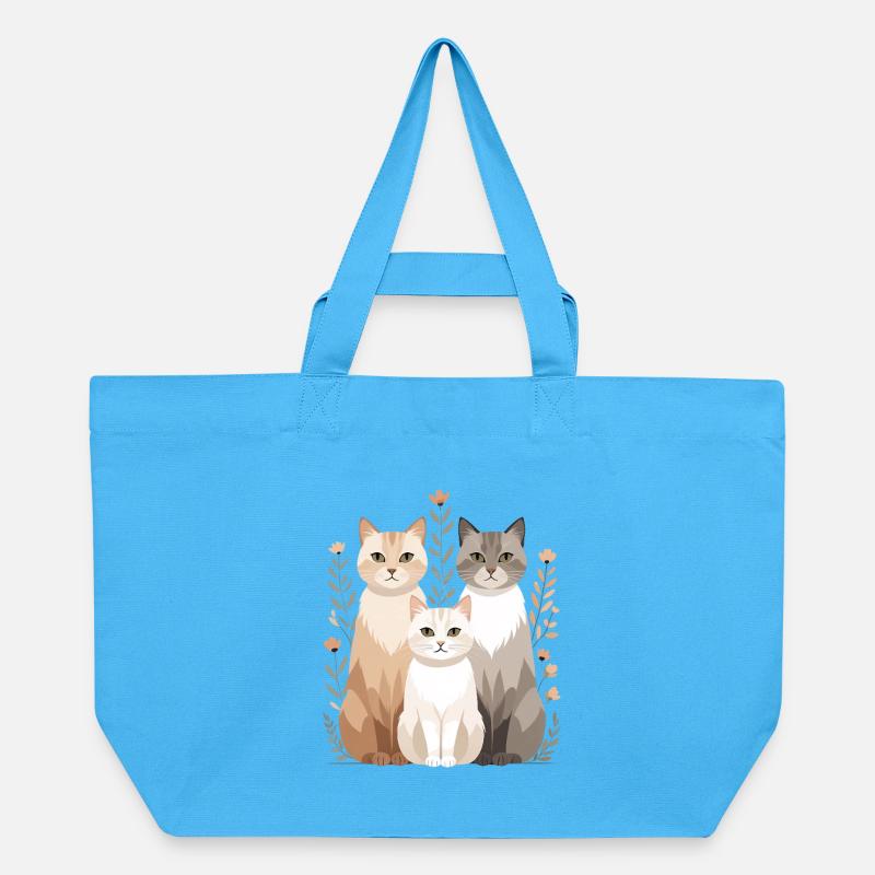 Famille de chats dans une couronne de fleurs - Cabas recyclé Stanley/Stella - bleu aqua