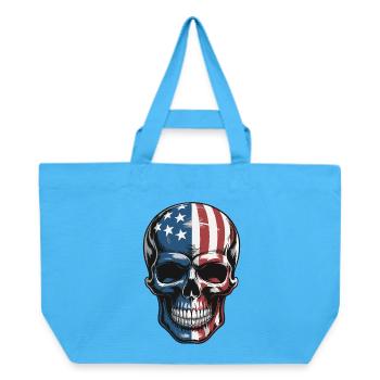 USA Totenkopf - Patriot Skull Design - Recycled Shopping Bag Stanley/Stella - aqua blue - Front