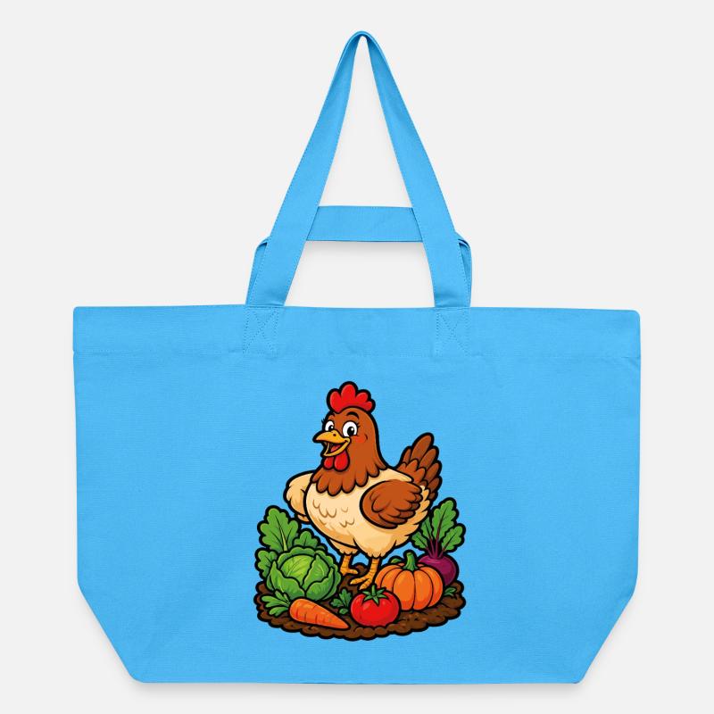 Poule joyeuse dans le potager - Cabas recyclé Stanley/Stella - bleu aqua
