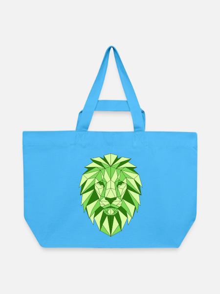 Geometrischer Löwenkopf in Grün - Recycelte Shopping Bag von Stanley/Stella - Aquablau
