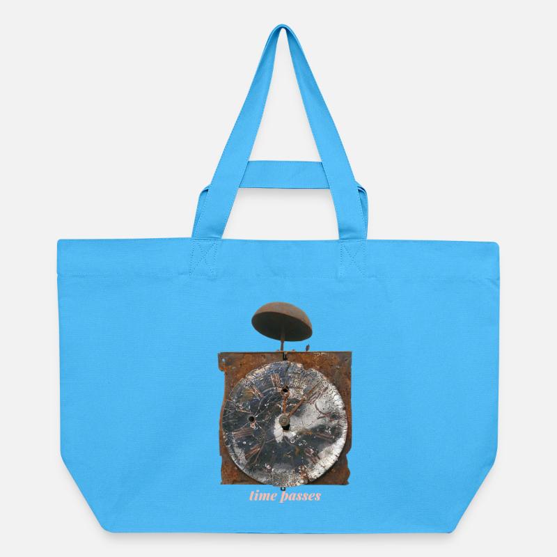 Rusty clock Time passes - Recycled Shopping Bag Stanley/Stella - aqua blue