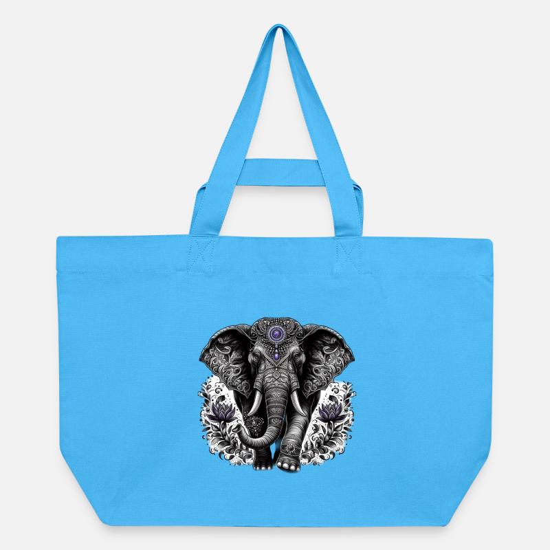Éléphant avec coiffe - Cabas recyclé Stanley/Stella - bleu aqua