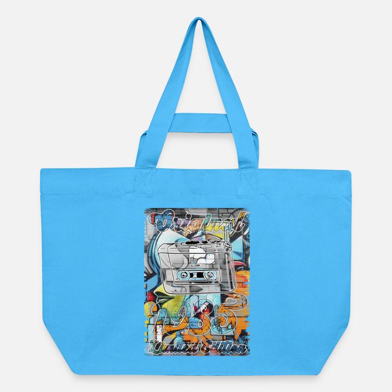 Design rétro avec cassette Edition limitée 1985 - Cabas recyclé Stanley/Stella - bleu aqua
