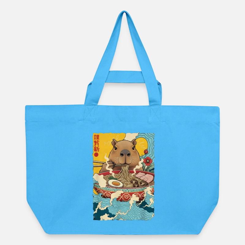Capybara isst Ramen Nudeln - Recycelte Shopping Bag von Stanley/Stella - Aquablau