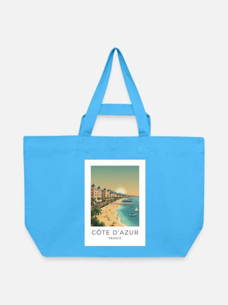 Côte d’Azur Riviera Sommerstrand - Recycelte Shopping Bag von Stanley/Stella - Aquablau