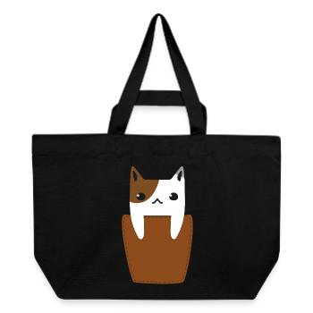 Brusttasche mit Katze - Recycelte Shopping Bag von Stanley/Stella - Schwarz - Vorne