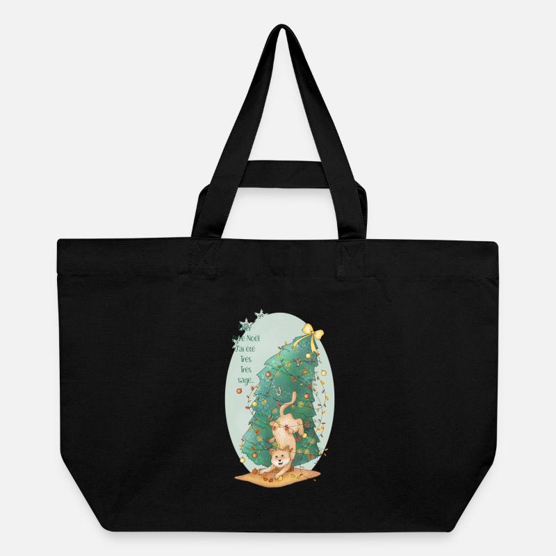 chat_sapin - Recycelte Shopping Bag von Stanley/Stella - Schwarz