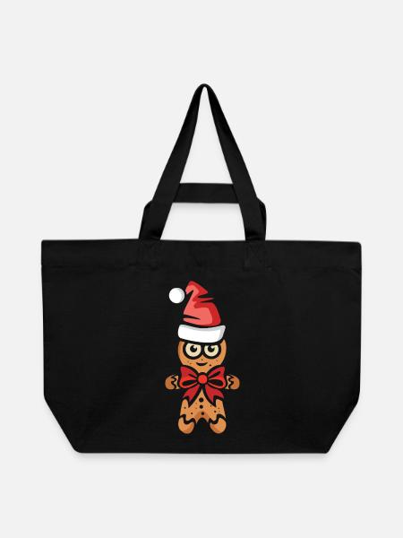 Lebkuchenmann mit Weihnachtsmütze - Recycelte Shopping Bag von Stanley/Stella - Schwarz