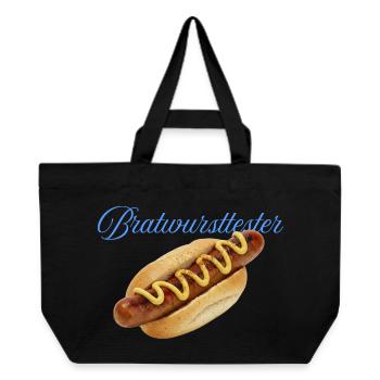 Deftiger Hotdog mit Senf - Recycelte Shopping Bag von Stanley/Stella - Schwarz - Vorne