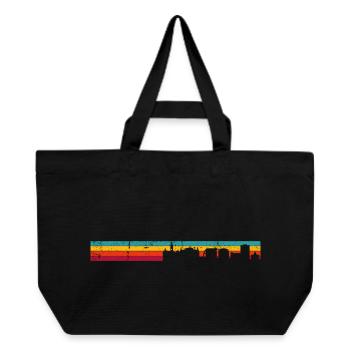 Silhouette des Sonnenuntergangs-Skyline-Verlaufs - Recycelte Shopping Bag von Stanley/Stella - Schwarz - Vorne